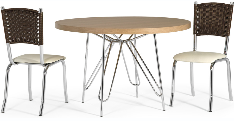 Conjunto mesa Sidamo MA 148 e cadeiras Sidamo Sara
              CA 227